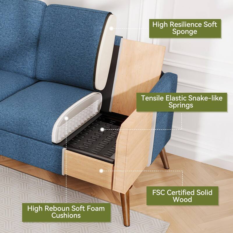 High Resilience Soft Sponge, Tensile Elastic Snake-like Springs, High Rebound Soft Foam Cushions, FSC Certified Solid Wood