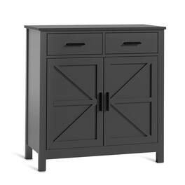 Forest'nSky - 31.5" Kitchen Storage Cabinet Floor Sideboard Buffet with 2 Drawers and 2 Doors - Black