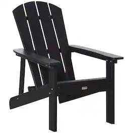 Outsunny - Adirondack Chair, HDPE Fire Pit Chair, Weather Resistant Outdoor Chair for Patio, Garden, Backyard, Lawn - Black