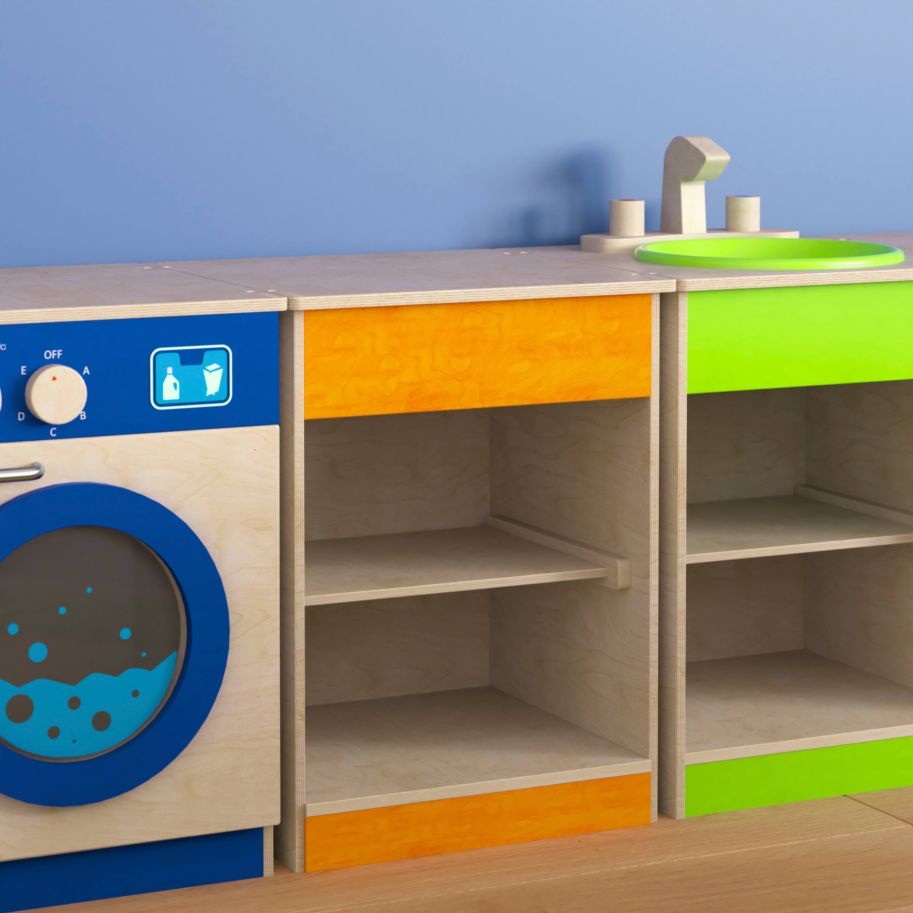 Alt View 3. Flash Furniture - Bright Beginnings Commercial Grade Wooden Kid's Two Shelf Kitchen Cabinet - Natural.