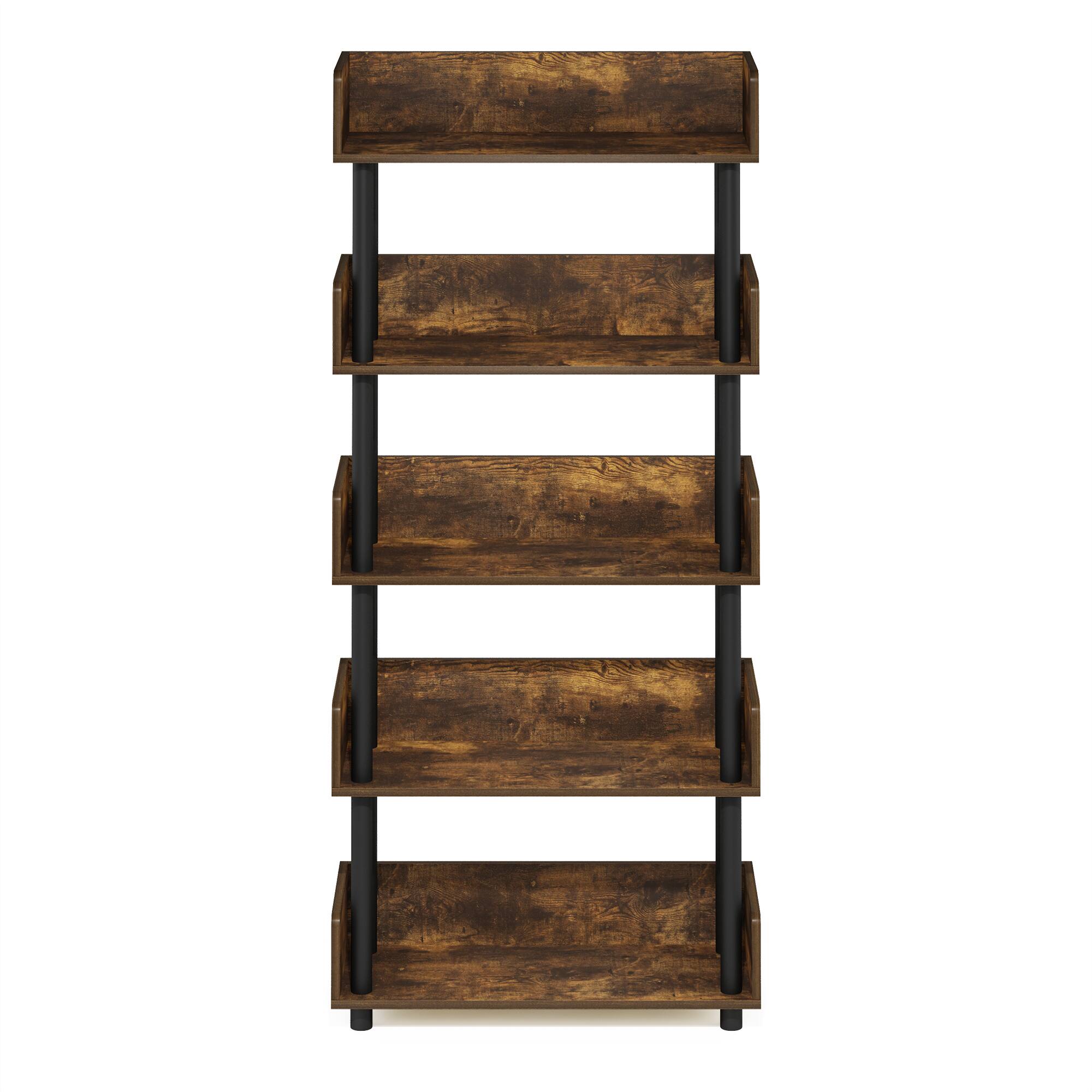 Alt View 2. Furinno - Turn-N-Tube 4-Tier Freestanding Multipurposes Display Rack, Bookshelf, Amber Pine/Black - Amber Pine/Black.
