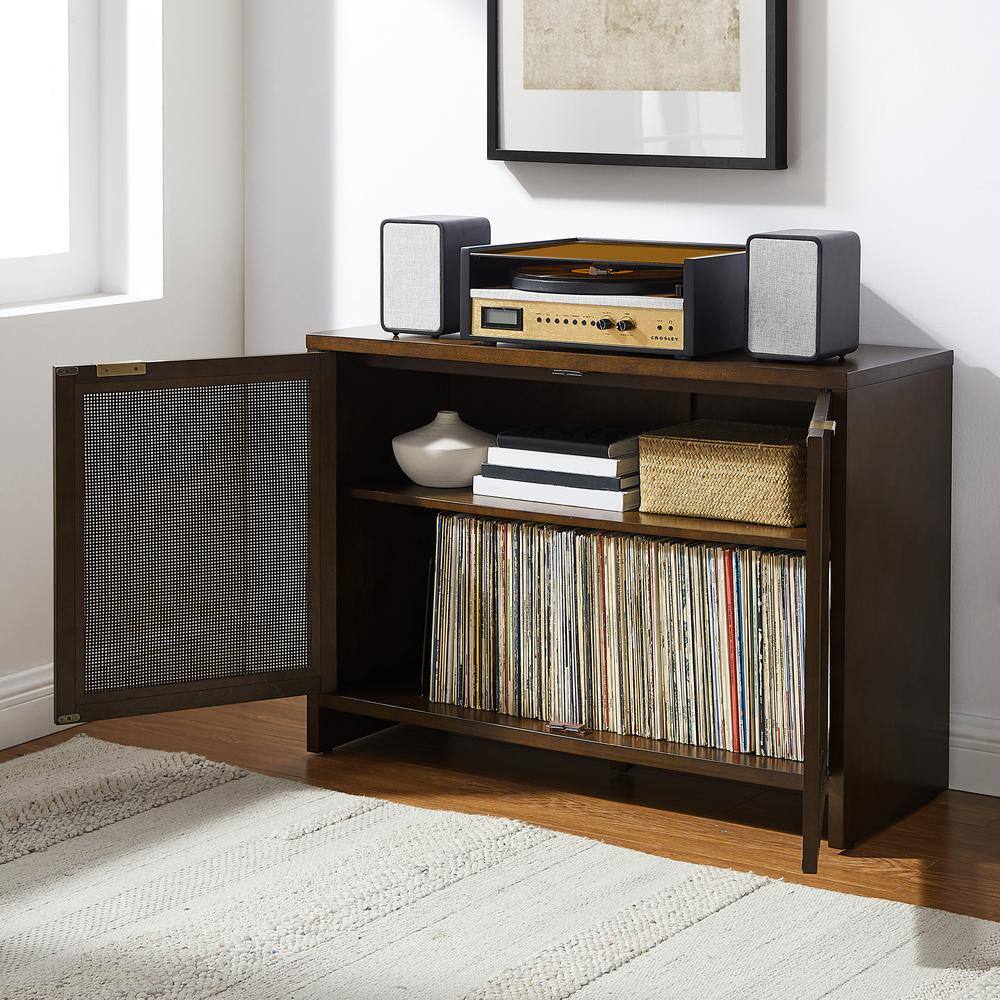 Alt View 10. Crosley Furniture - Kenji Record Player Cabinet With Vinyl Storage - Dark Brown.