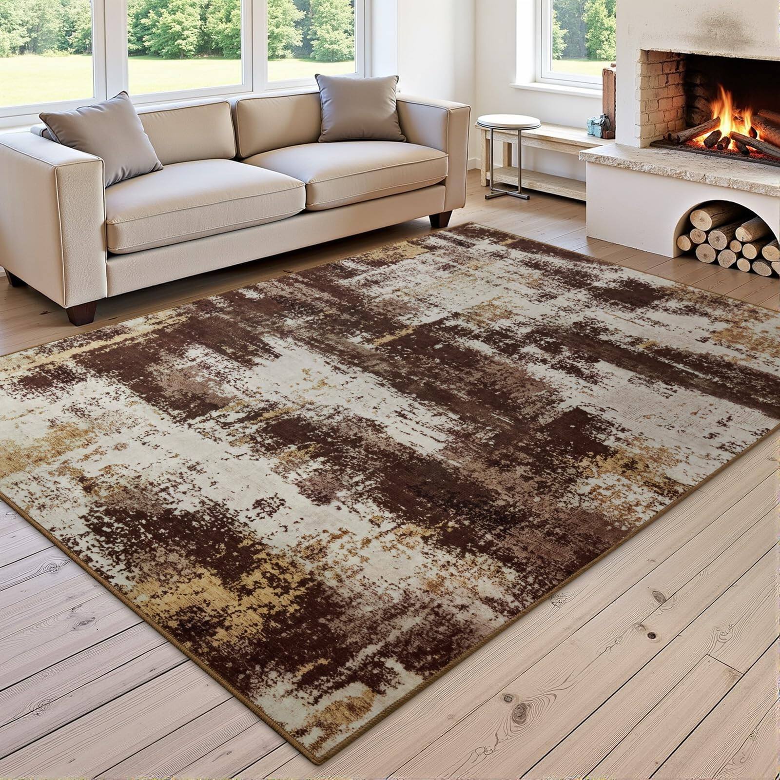 Fabibe Modern Abstract 3x5 Rug For Entryway Non Slip Machine Washable ...
