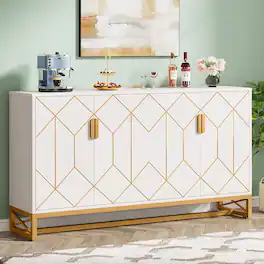 Tribesigns - Office Breakroom Storage Cabinet, For Organizing Items in Staff Breakrooms and Reception Areas - White
