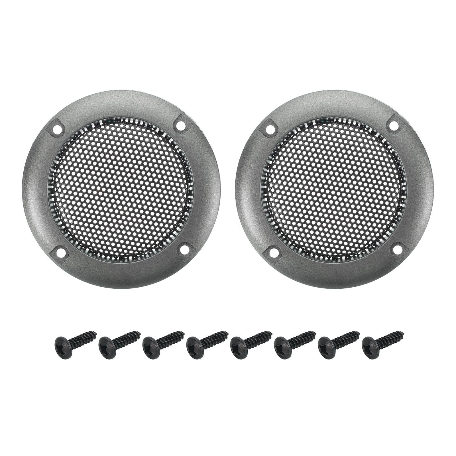 Unique Bargains - 2pcs 2inch Speaker Grill Mesh Metal Woofer Guard Protector Dust Cover Decorative ABS Frame with Screws - Black Iron Gray