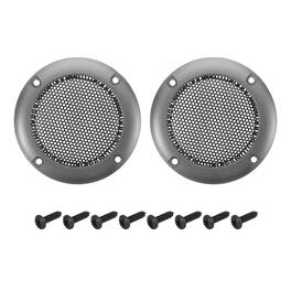 Unique Bargains - 2pcs 2inch Speaker Grill Mesh Metal Woofer Guard Protector Dust Cover Decorative ABS Frame with Screws - Black Iron Gray