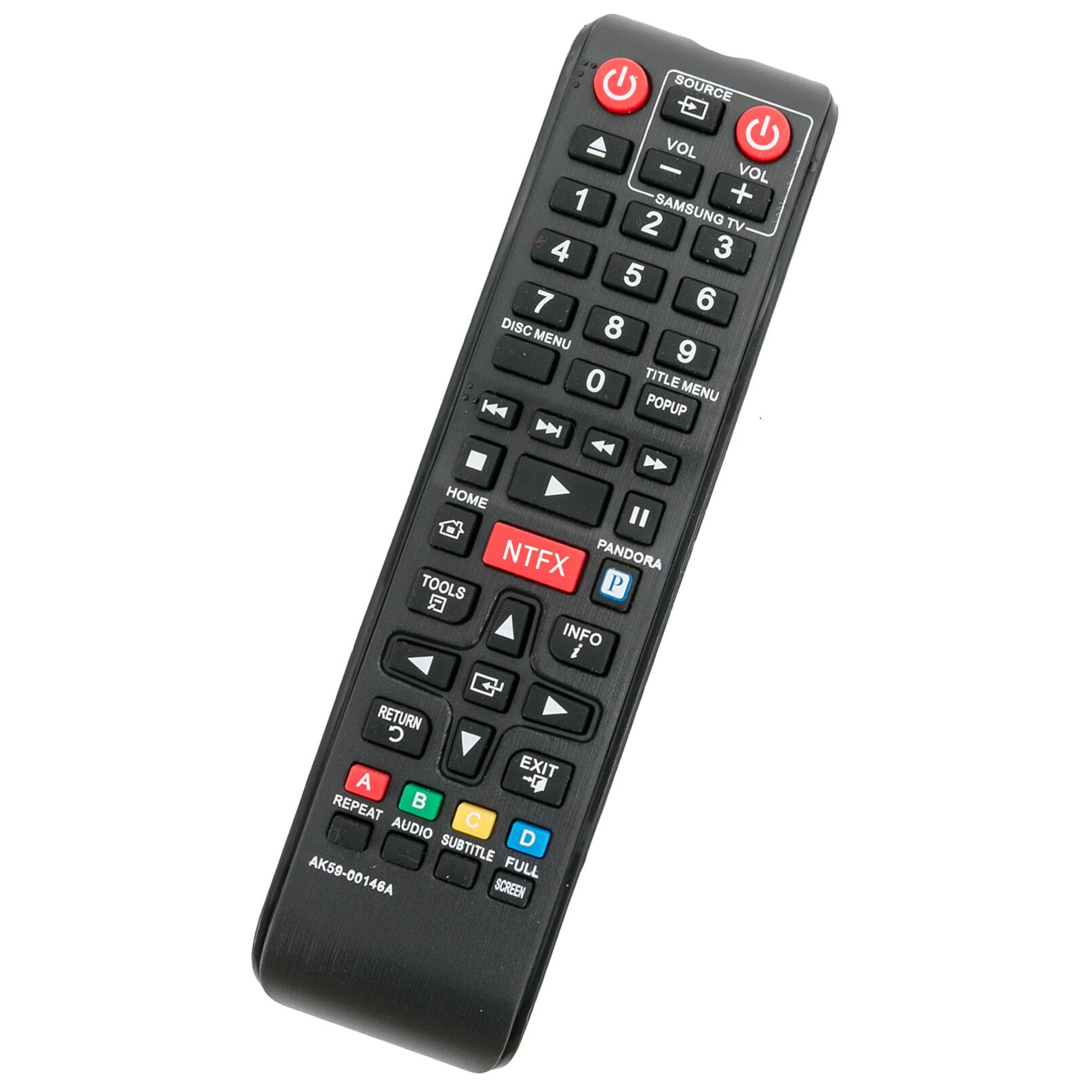 SOURCE VOL - VOL 1 + 2 SAMSUNG TV 4 3 5 7 6 DISC MENU 8 9 0 TITLE MENU POPUP  
HOME NTFX PANDORA TOOLS P INFO  
RETURN C A EXIT REPEAT  AUDIO C SUBTITLE D AK59-00146A FULL SCREEN