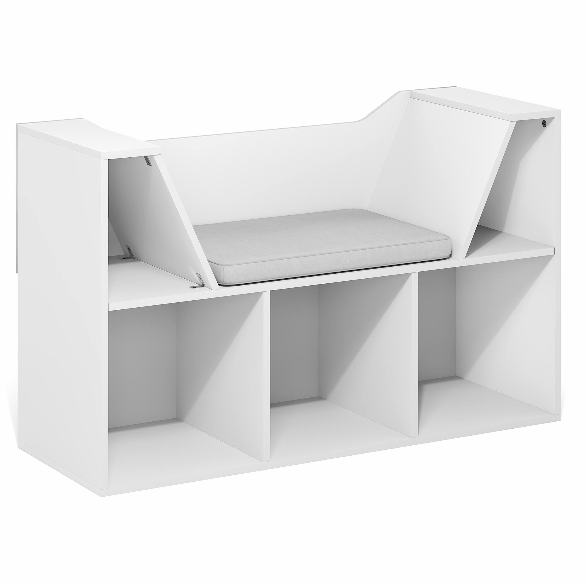 Alt View 5. Furinno - LOVA Kids Book Shelf, 5-Cube Bookshelf with Seat Cushion, Kids Reading Nook Toy Organizers and Storage with Bench - White.