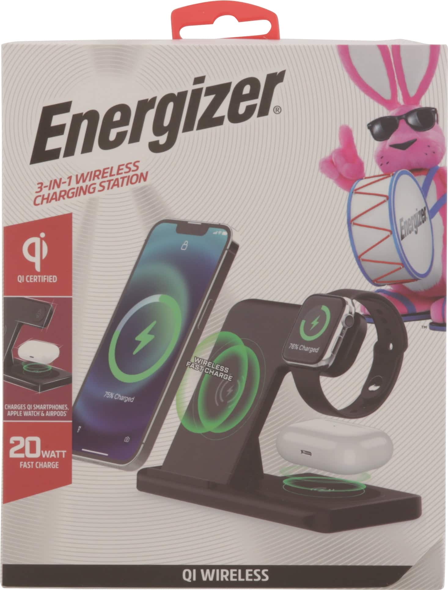 Energizer - 3 in 1 Foldable Charging Station Black - Black