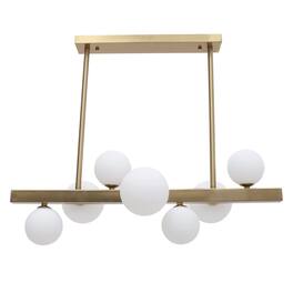 Stock Preferred - Mid Century Modern 7-Light Gold Linear Chandelier with Glass Globes - Clear