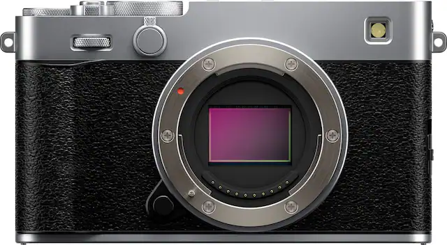 Front. Fujifilm - X-E5 Mirrorless Camera Body - Silver.