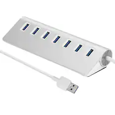 Front. Sanoxy - 7-Port USB 3.0 Hub 5Gbps Aluminum Portable for PC Laptop Notebook Desktop - Silver.