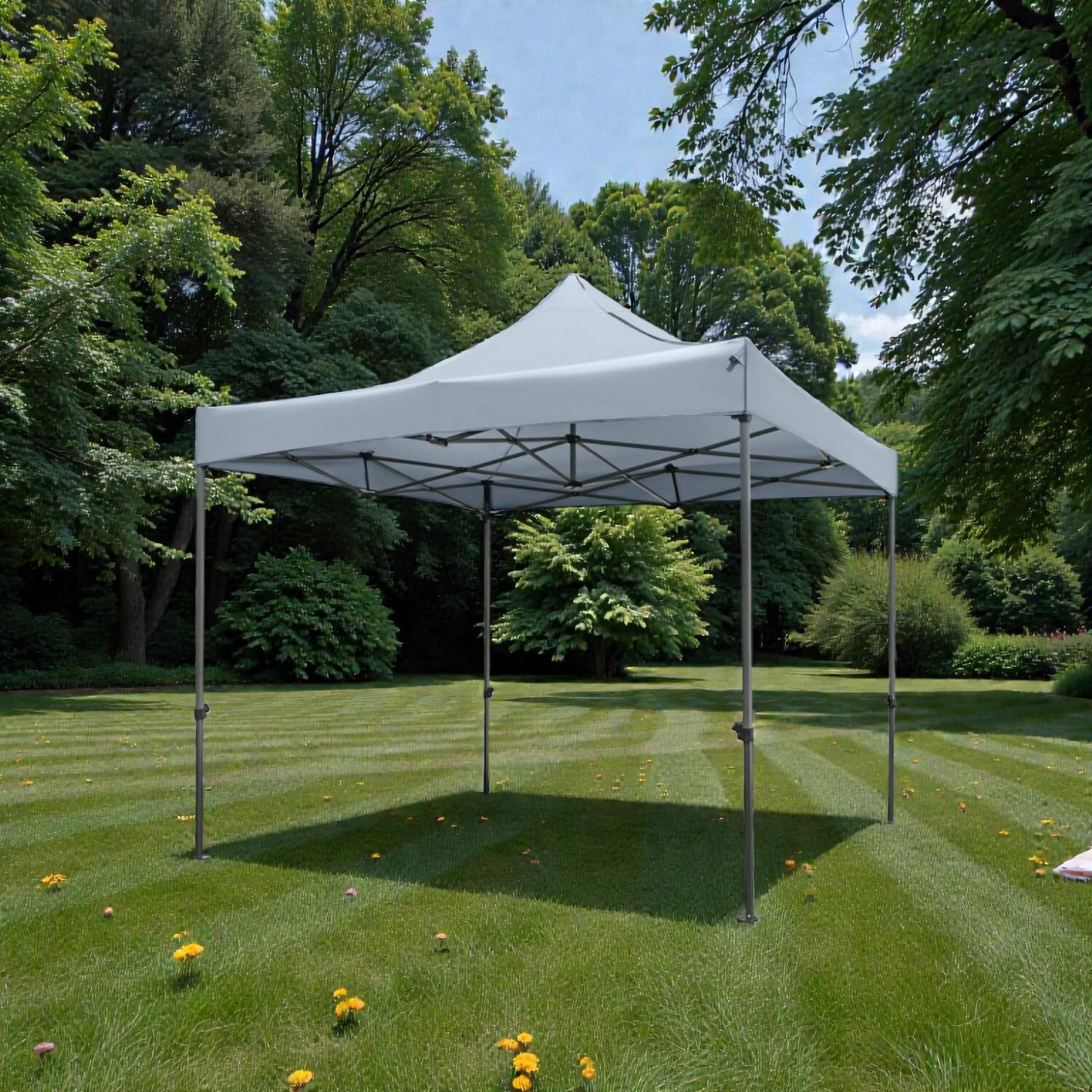 Front. Hivvago - 10x10 Feet Folding Gazebo Canopy with Portable Wheeled Storage Bag - Gray.