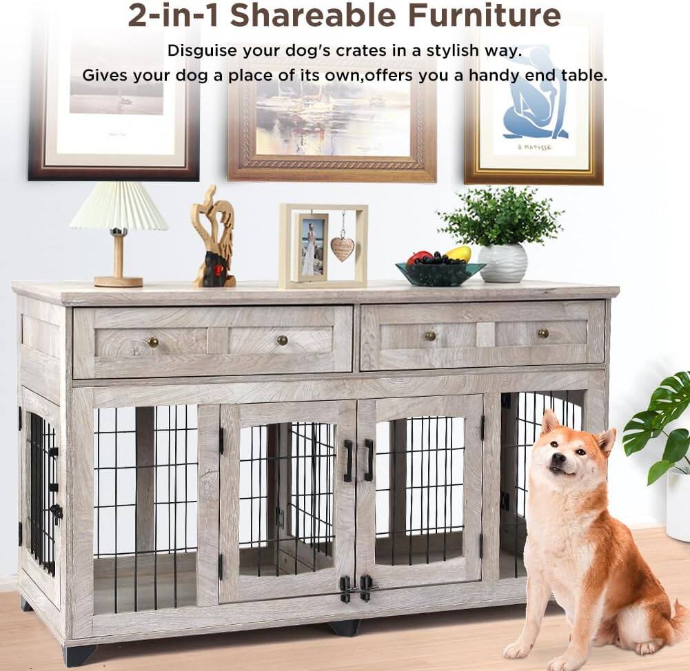 2-in-1 Shareable Furniture  
Disguise your dog's crate in a stylish way.  
Gives your dog a place of its own, offers you a handy end table.