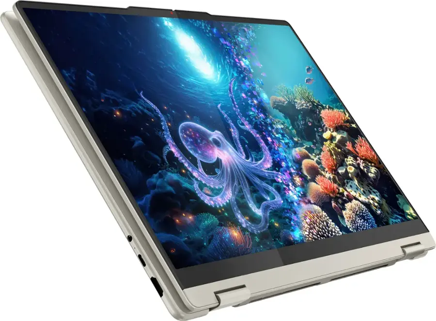 Alt View 4. Lenovo - Yoga 7 2-in-1 - Copilot+ PC - 16" 2K LCD Touchscreen Laptop  - AMD Ryzen AI 5 340 - 16GB Memory - 512GB SSD - Seashell.