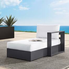 Tahoe Outdoor Patio Powder-Coated Aluminum Modular Right-Facing Chaise Lounge by Modway - Gray White