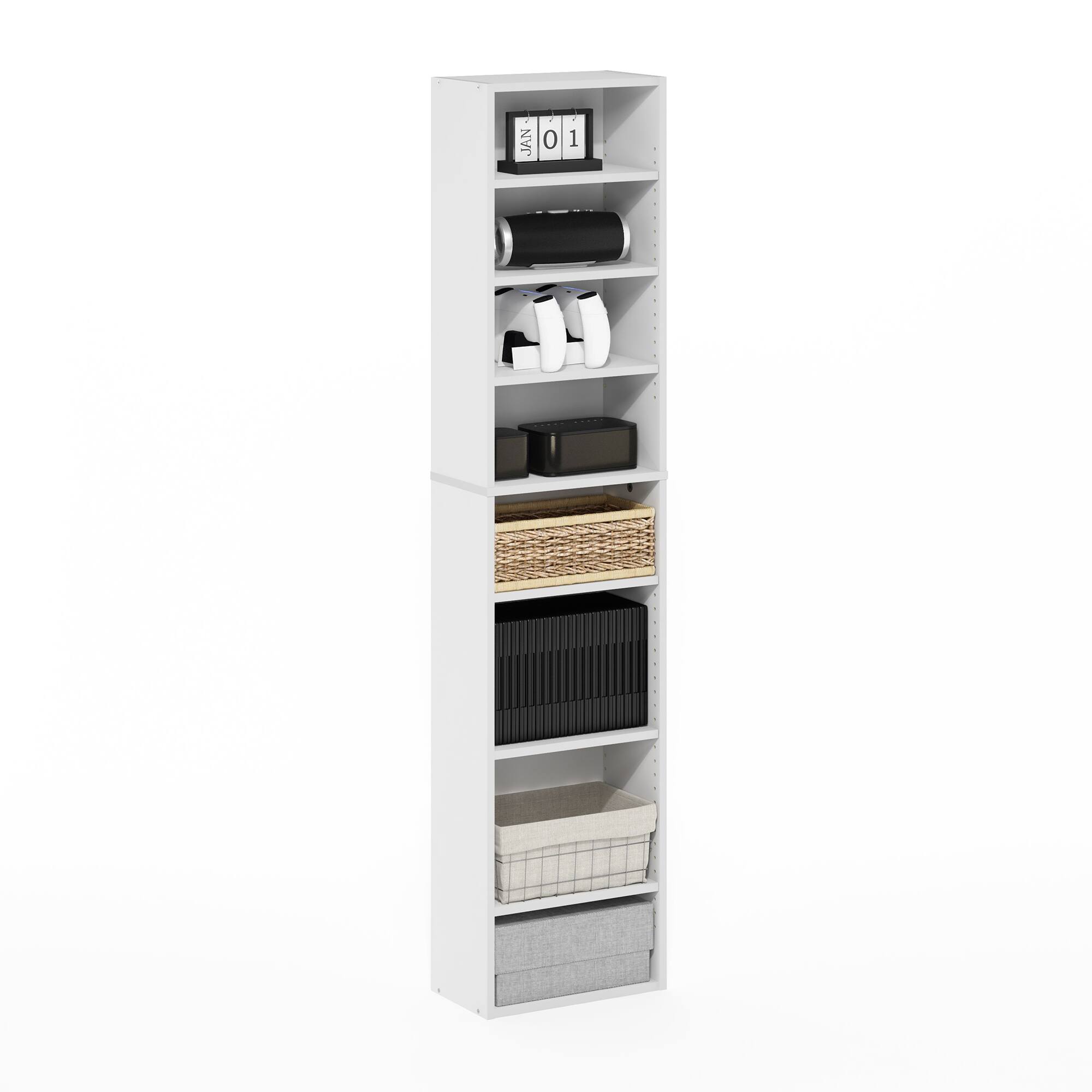 Alt View 4. Furinno - Indo 8-Tier Adjustable Shelves Multimedia Media Storage Tower Rack - White.