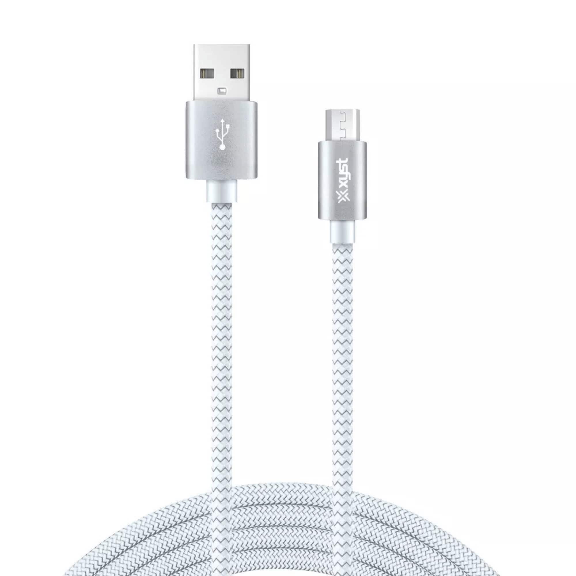 Xyst - Charge and Sync USB to Micro USB Braided Cable 10Ft - White