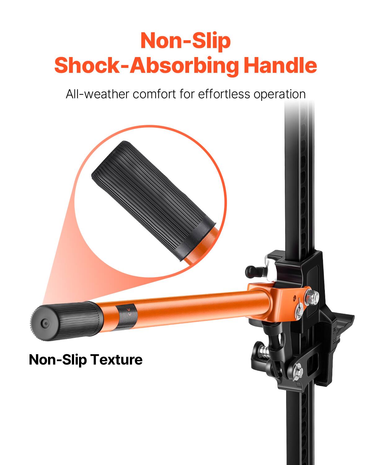Non-Slip Shock-Absorbing Handle  
All-weather comfort for effortless operation  
Non-Slip Texture
