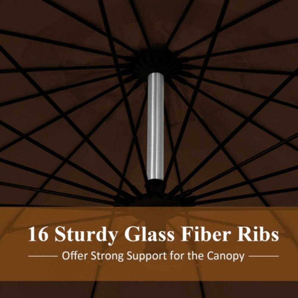 16 Sturdy Glass Fiber Ribs Offer Strong Support for the Canopy