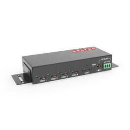 Gearmo - 4-Port USB 3.2 Gen 2 Type-C Industrial Surface & DIN-Rail Mount Hub w/ ESD Surge Protection - Black