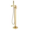 Front. Boyel Living - Brushed Gold Bathtub Faucet Dual Function 360 Degrees Rotatable 1.5m SUS304 Hose Independent Handles - Brushed Gold.