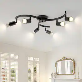 Dazzed Corner - 6-Light Track Lighting, Rotatable Semi-Flush Mount,Gu10 Bulb Base - Black