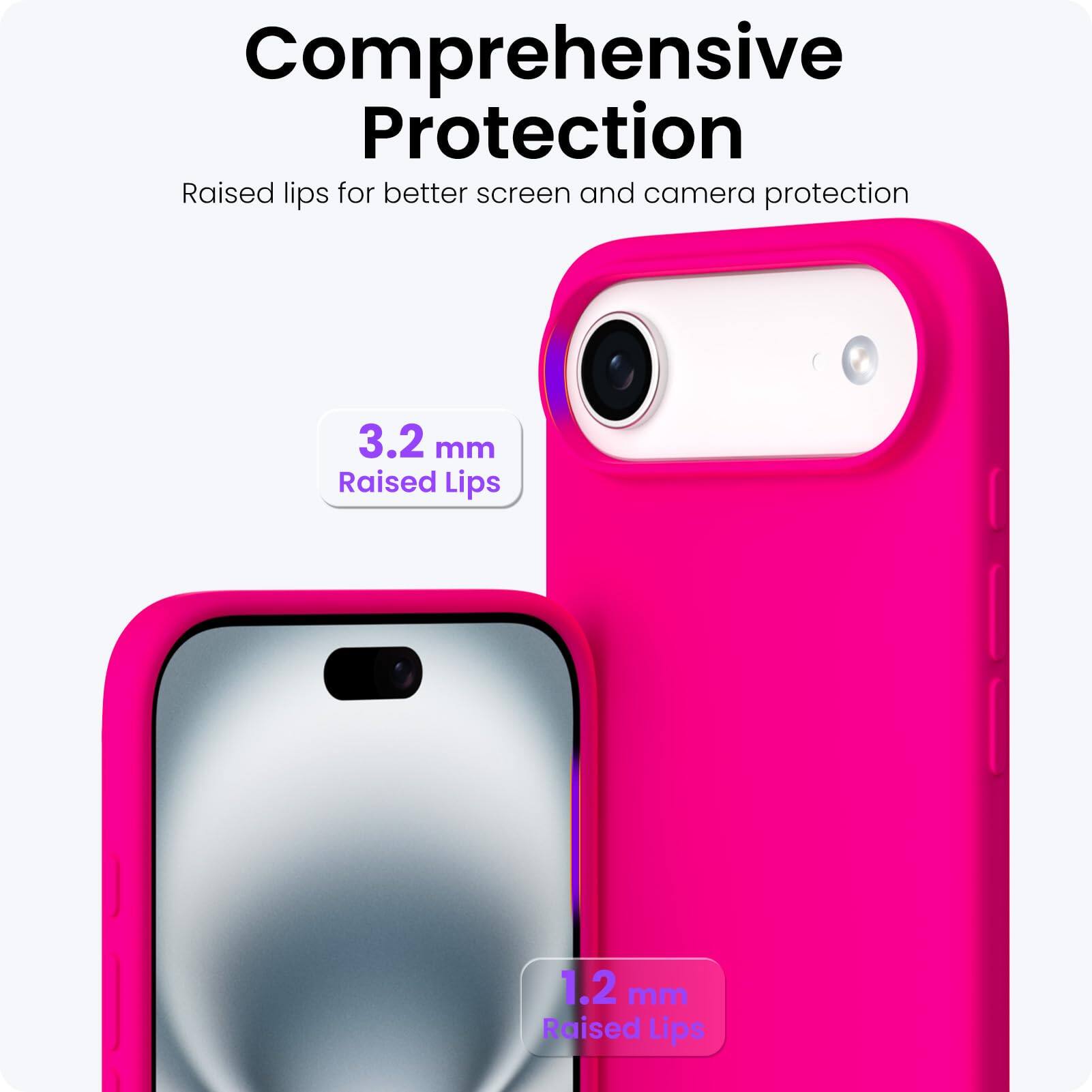 Comprehensive Protection

Raised lips for better screen and camera protection

3.2 mm Raised Lips

1.2 mm Raised Lips