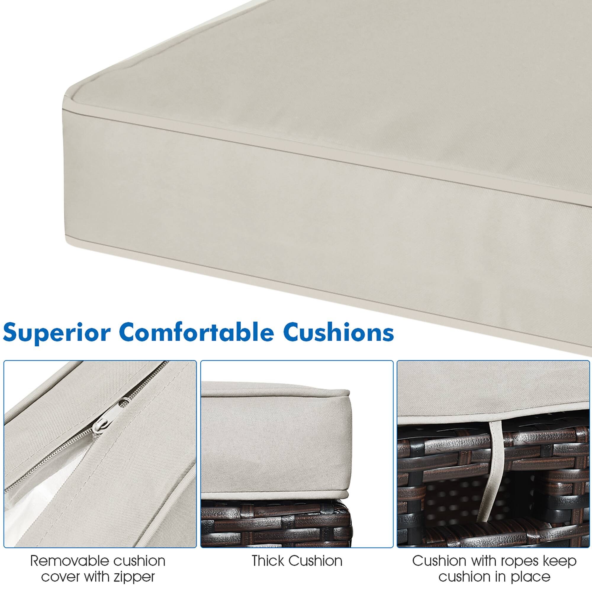Superior Comfortable Cushions Removable cushion cover with zipper Thick Cushion Cushion with ropes keep cushion in place
