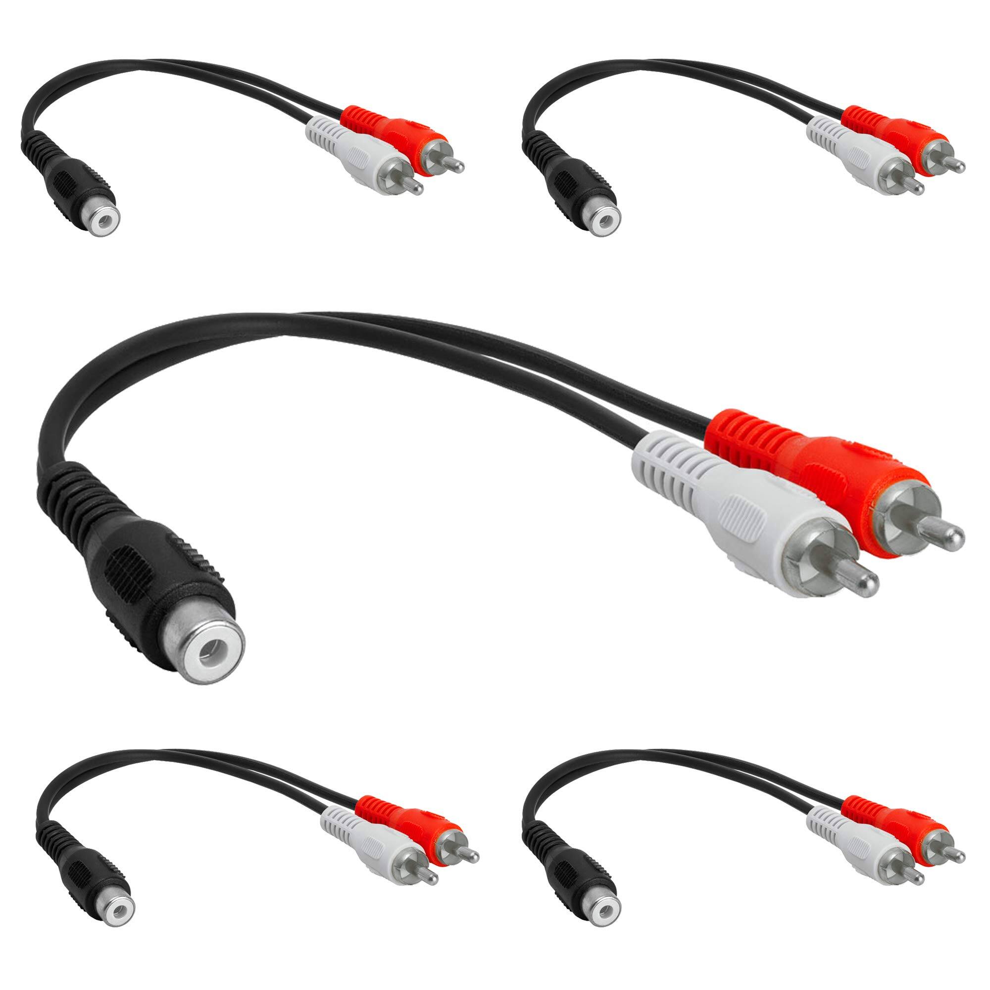 Front. Cmple.com - Cmple - Stereo Audio Y Adapter Cable, 3.5mm to RCA & RCA Splitter, Male to Female AUX Cable - 5 Pack 1 RCA F to 2 RCA M - Black.