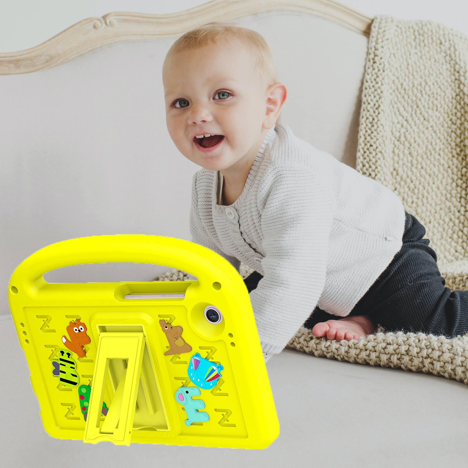 Alt View 5. Dteck - Kids Shock-absorbent TPU Tablet Case for Samsung Galaxy Tab A11 2025/A9 2023 8.7" (SM-X133/X110) with Shoulder Strap - Yellow.