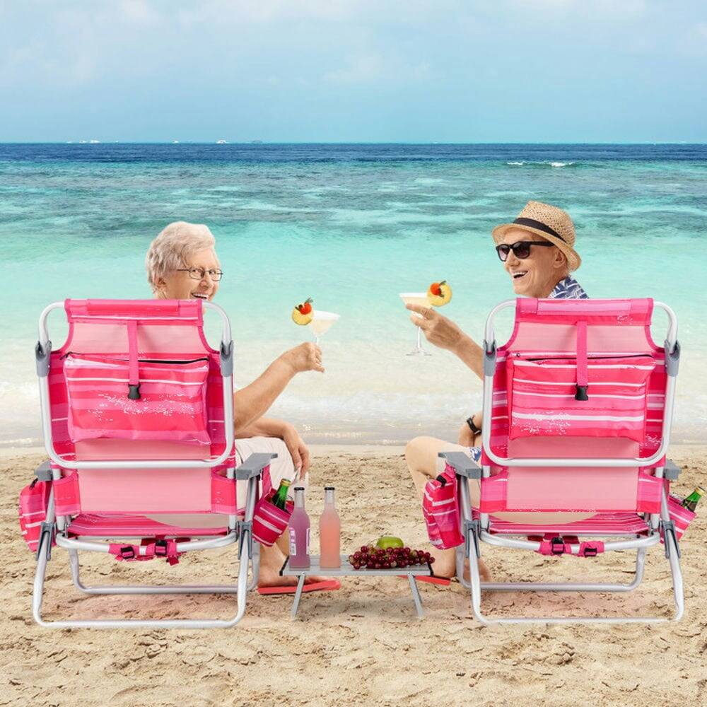 Angle. Pefilos - 2 Packs 5-Position Outdoor Folding Backpack Beach Table Chair Reclining Chair Set, Outdoor Seating & Patio Chair, Lawn - Blue.