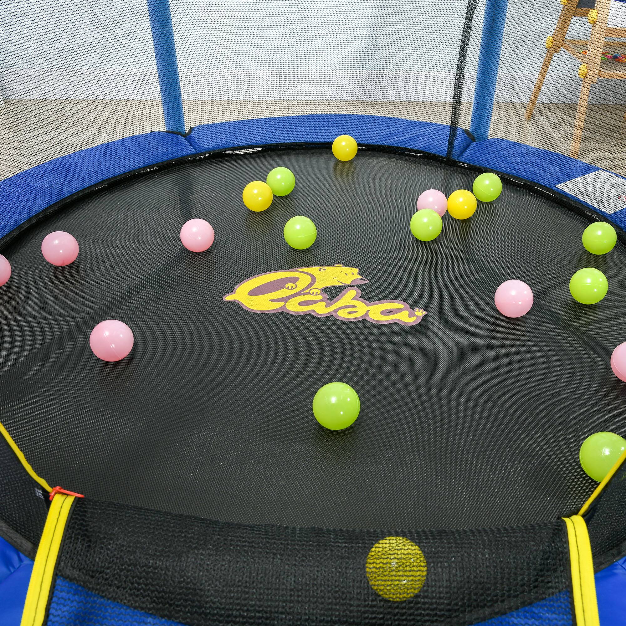 Alt View 5. Qaba - 4.6' Trampoline, 55 Inch Trampoline, Safety Enclosure, Ball Pit, Indoor Outdoor Use - Blue.