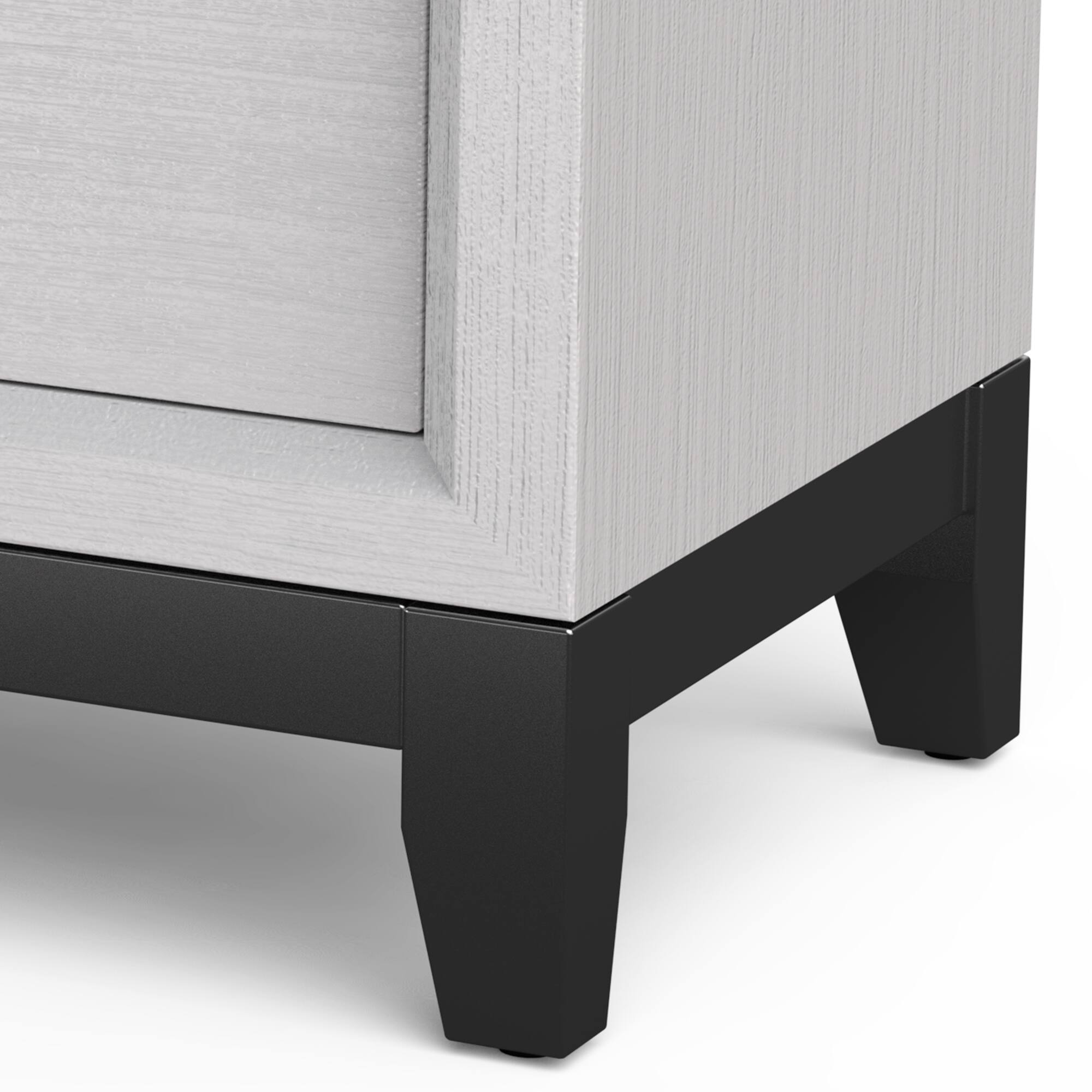 Alt View 4. Vaczon - Modern Nightstand with Two-Tone Design and Wooden Legs, Bedroom Side Table - White.