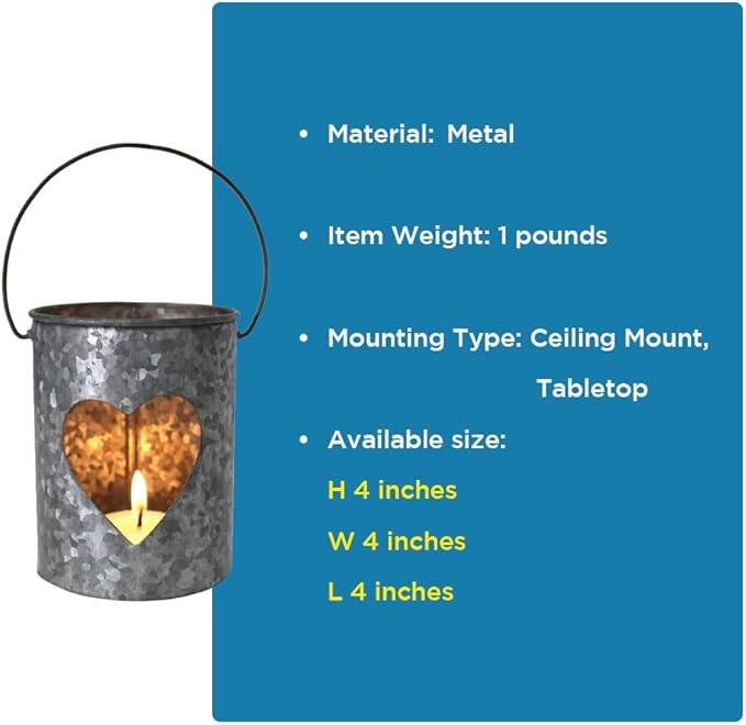 Material: Metal  
Item Weight: 1 pounds  
Mounting Type: Ceiling Mount, Tabletop  
Available size:  
H 4 inches  
W 4 inches  
L 4 inches