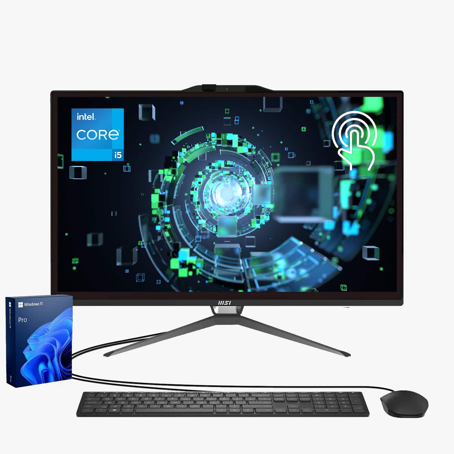 MSI - PRO AP222T 21.5" FHD Touchscreen All-in-One - 64GB RAM, 2TB SSD - Intel Core i5-14400 - Wired Keyboard & Mouse - Black