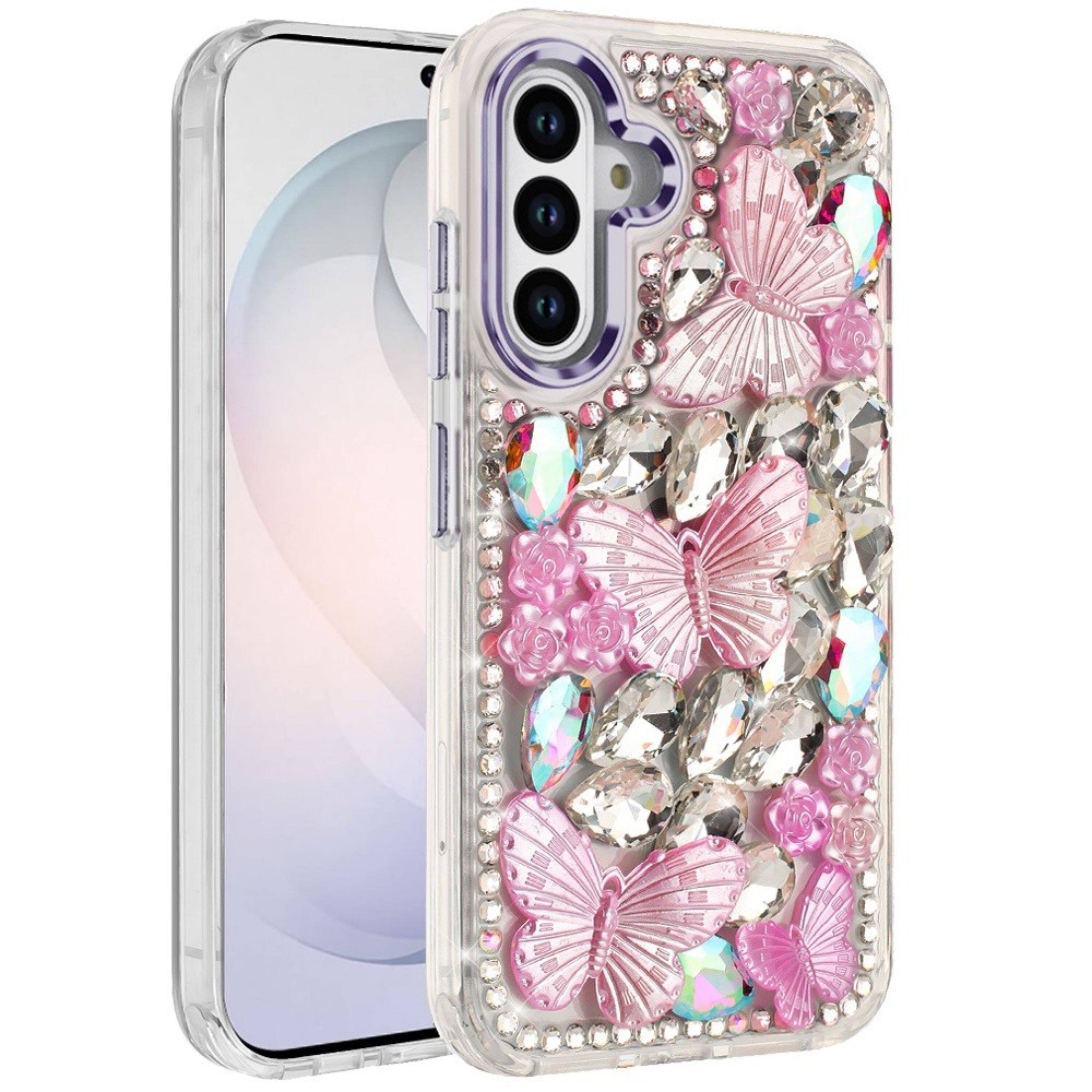 Left. Kitcheniva - Bling Diamond Cover Plus Tempered Glass For Samsung S26 FE Purple - Purple.