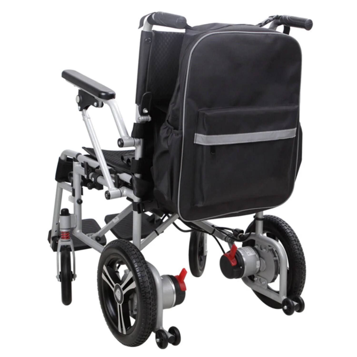 Angle. KERDOM - Mobility Electric Wheelchair Universal Accessory - Back Pack Multi Organizer Storage Bag Large Pouch, For Most Models - Black.