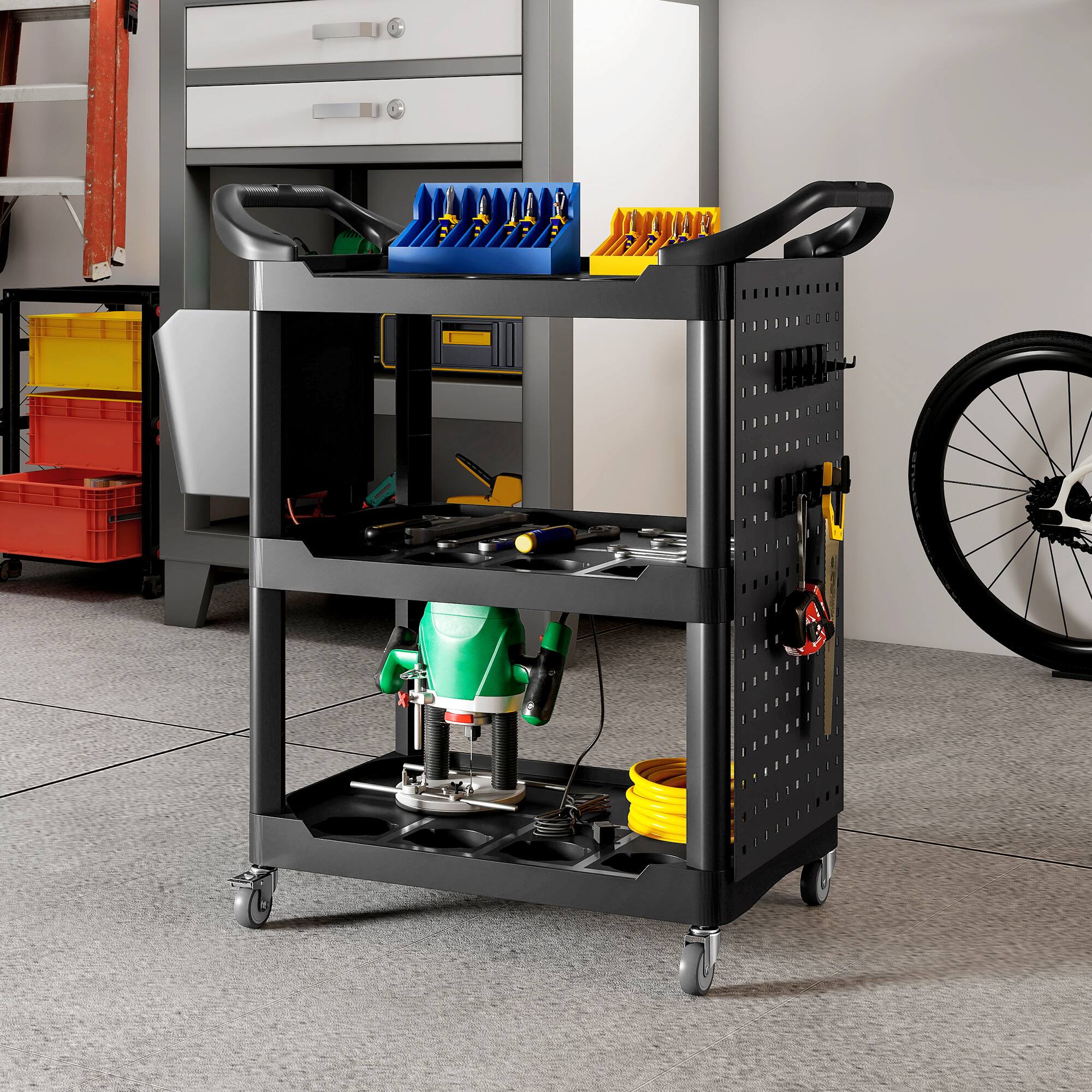 Alt View 1. Homcom - Rolling Tool Cart - Black.