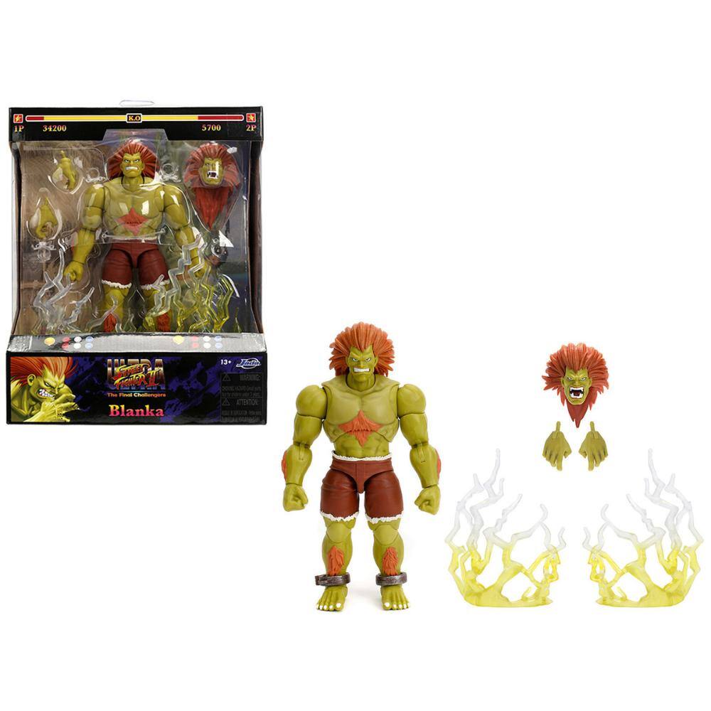 Jada - Blanka 7.5" Action Figure with Accessories, Alternate Head & Hands – Ultra Street Fighter II (2017) - Multicolor