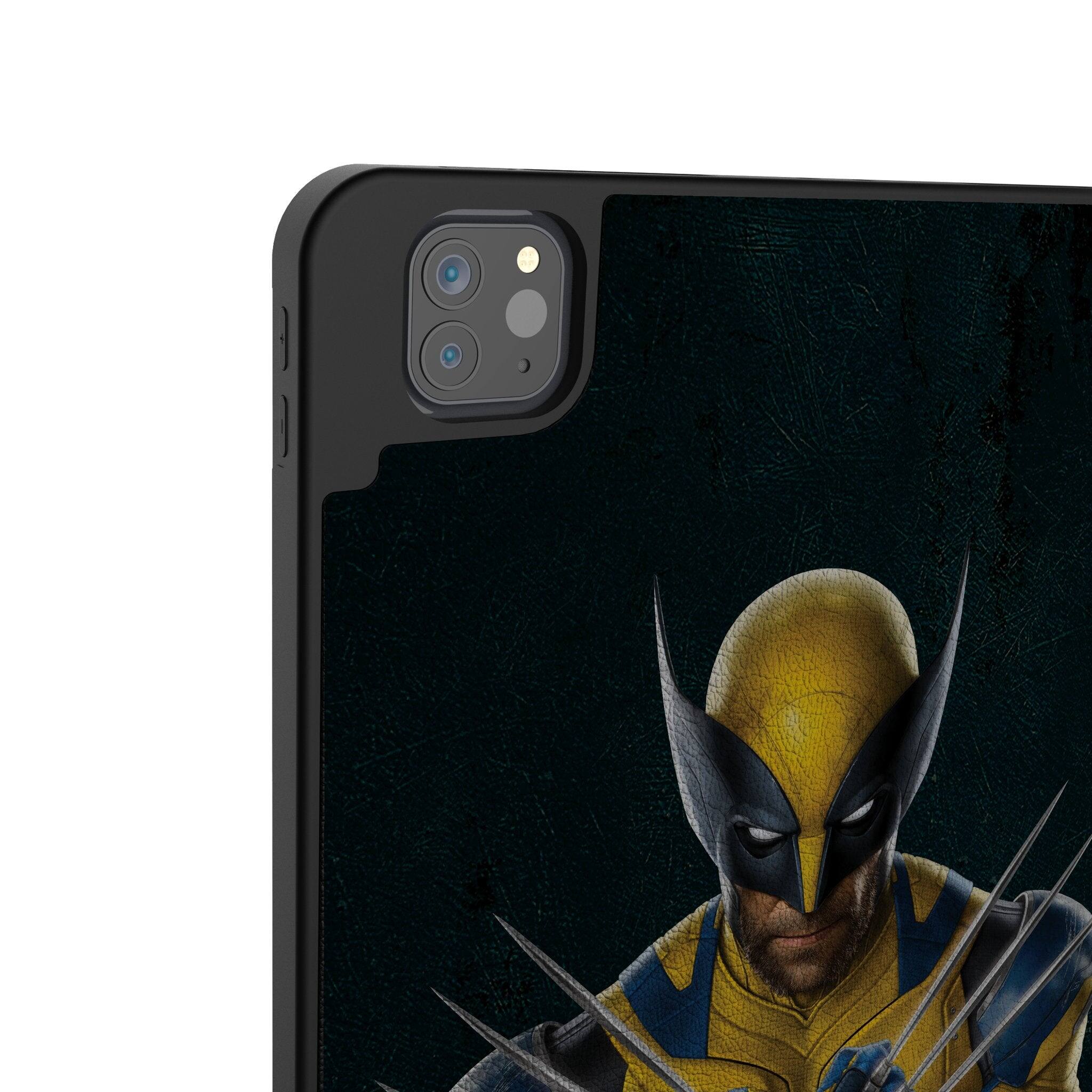 Left. Keyscaper - Marvel Badge Tablet Case - Apple iPad Air (4th Gen) - Deadpool Wolverine 2.