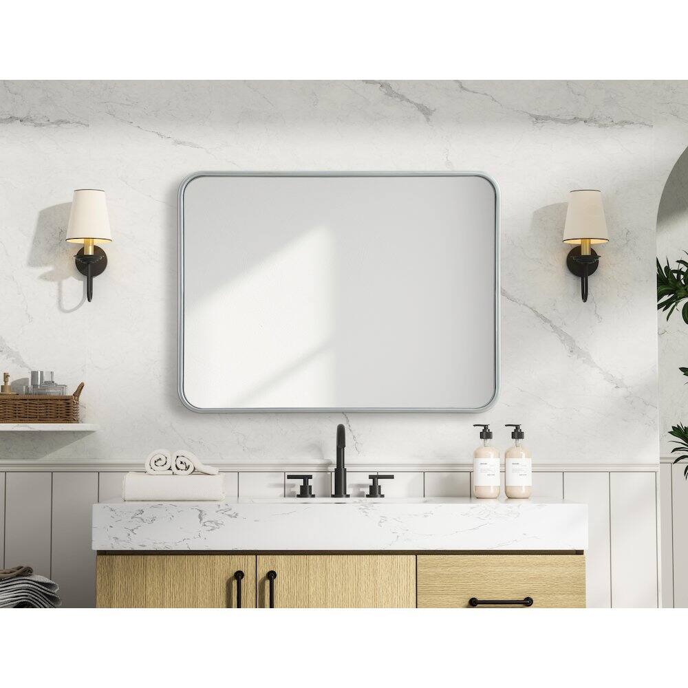 Alt View 3. Elegant Decor - Contour Metal Rectangle Mirror 24x32 in Silver - Silver.