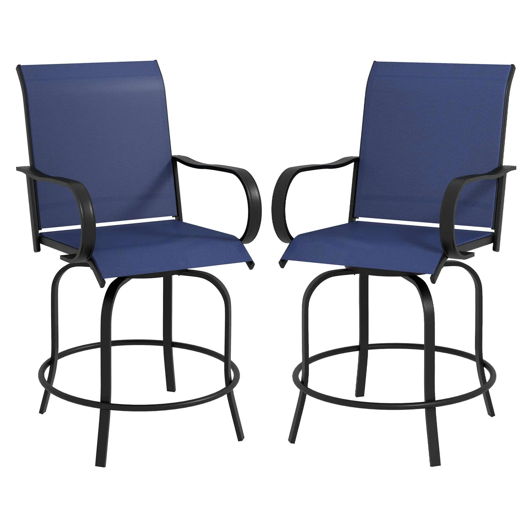 Alt View 7. Spaco - Spaco Outdoor Bar Stools Set of 2, 360° Swivel Bar Height Chairs - Blue.