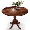 Front. Costway - Costway Rustic Dining Table Wooden Dining Table with Round Tabletop & Curved Trestle Legs Walnut - Walnut.