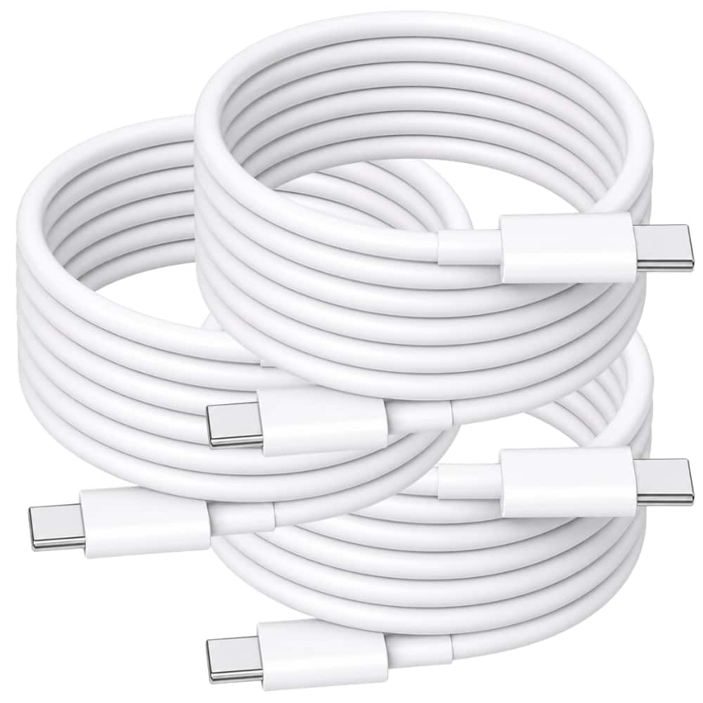 Qixxronics - 3PCS USB-C to USB-C Cable 6FT, Charging & Data Sync for iPhone 17/16 Pro/15 Pro Max/Air, MacBook, iPad Pro/Air/10th/4/5 - White