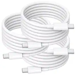 Qixxronics - 3PCS USB-C to USB-C Cable 6FT, Charging & Data Sync for iPhone 17/16 Pro/15 Pro Max/Air, MacBook, iPad Pro/Air/10th/4/5 - White