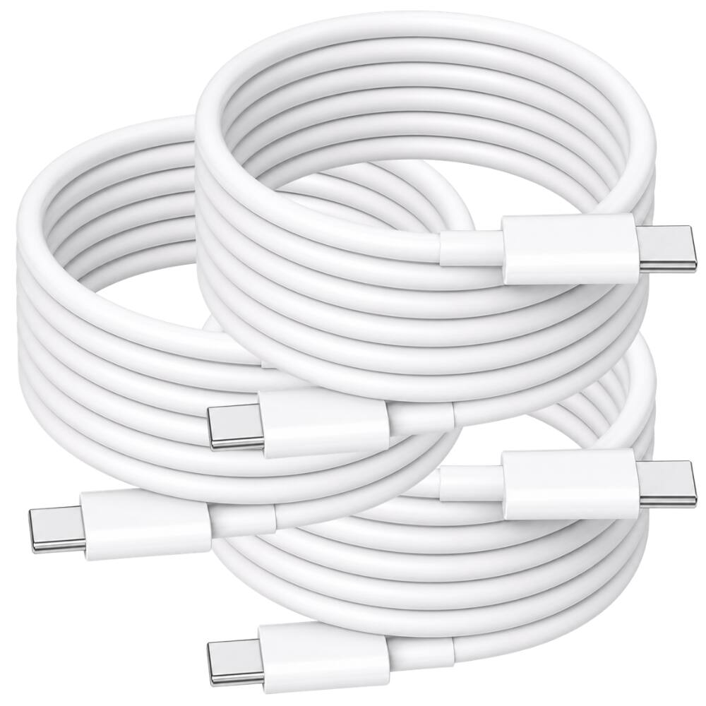 Front. Qixxronics - 3PCS USB-C to USB-C Cable 6FT, Charging & Data Sync for iPhone 17/16 Pro/15 Pro Max/Air, MacBook, iPad Pro/Air/10th/4/5 - White.