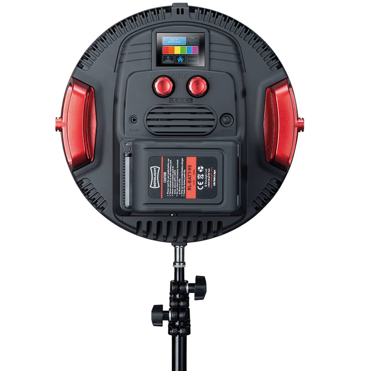 00 - 0 % 0 300 EC PASH FOWER ROTOLIGHT 1 1 1 I ! 1 ! CASTION i i RL-BATT-95 E hatligh & 5 I CE I ; - ! 3