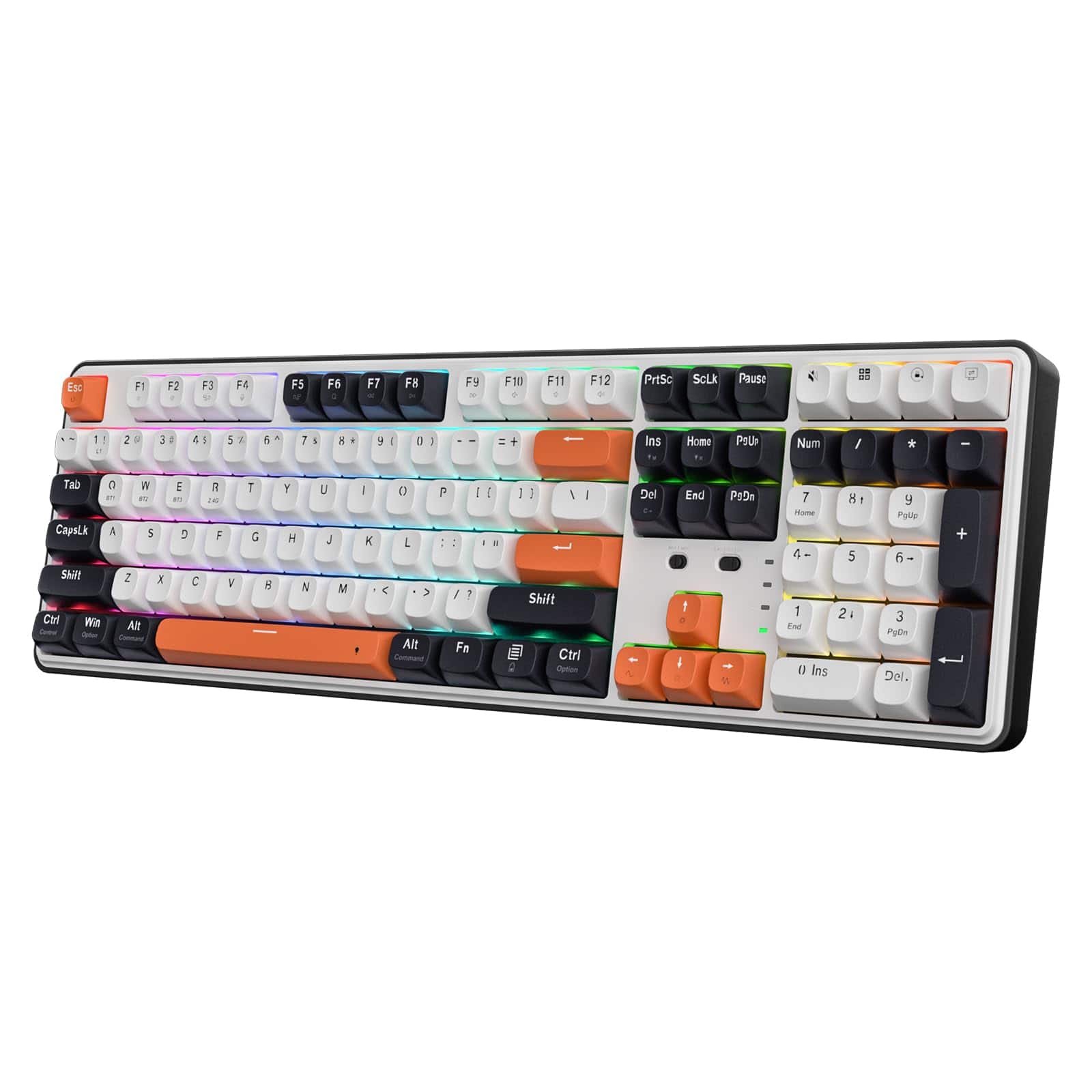 PARKER SLATER - K668 Rgb Gaming 108 Keys Wired Mechanical W/extra 4 Hotkeys Sound Absorbing Foams Upgraded Hot-swappable Socket - Black Tangerine