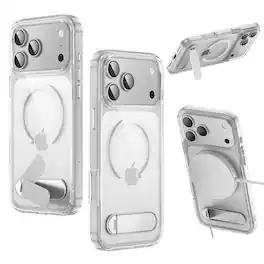UUCOVER - For Apple iPhone 18 Pro Magnetic Case with Rotating Hidden Kickstand, Compatible with MagSafe, Shockproof Cover - Clear